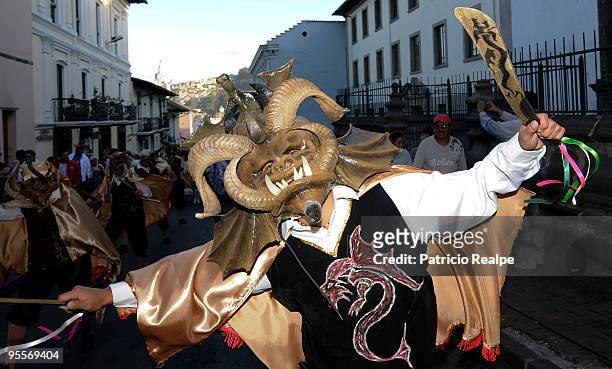 Ecuadorian people attend the Dia de los Santos Inocentes on January 02, 2009 in Quito, Ecuador. The party occurs from December 28 to January 6,...