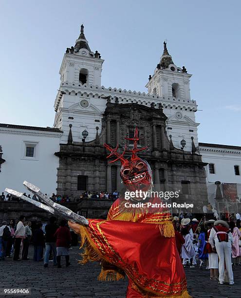 Ecuadorian people attend the Dia de los Santos Inocentes on January 02, 2009 in Quito, Ecuador. The party occurs from December 28 to January 6,...