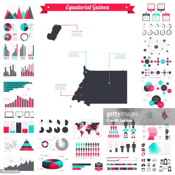 equatorial guinea map with infographic elements - big creative graphic set - modern process map stock illustrations