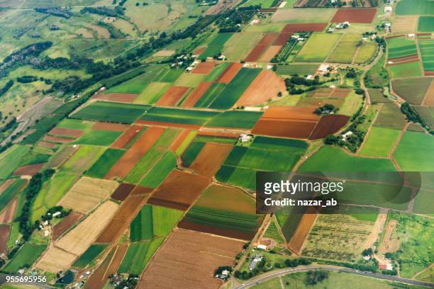 aerial view of farmland in gold coast, australia. - north queensland stock pictures, royalty-free photos & images