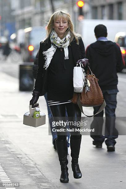 Sara Cox sighted arriving at BBC Radio One on January 4, 2010 in London, England.