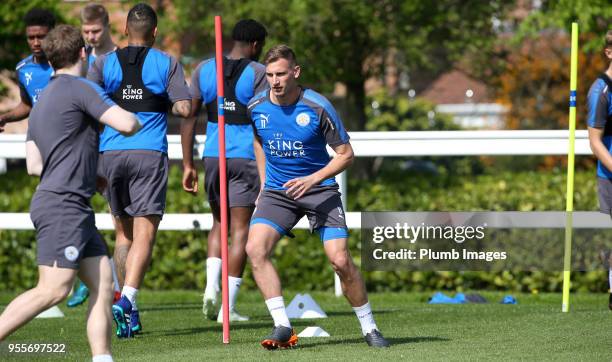 Marc Albrighton during the Leicester City training session at Belvoir Drive Training Complex on May 7th , 2018 in Leicester, United Kingdom.