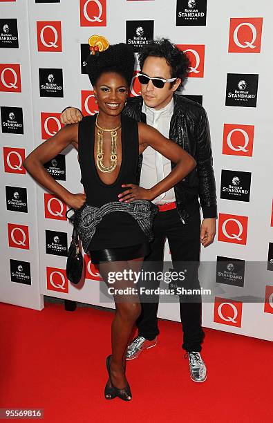 Dan Smith and Shingai Shoniwa from The Noisettes attend the Q Awards at The Grosvenor House Hotel on October 26, 2009 in London, England.
