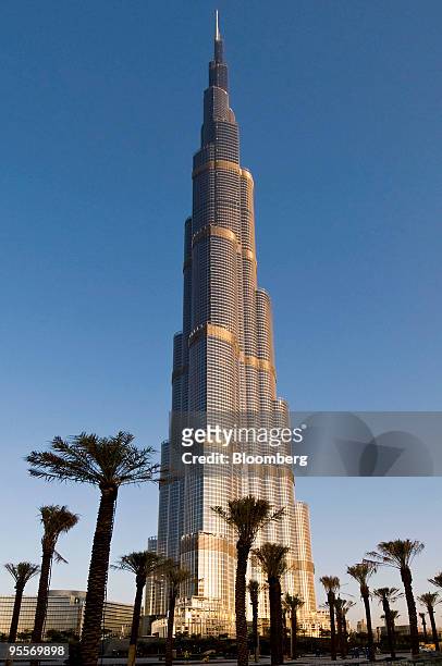 The Burj Dubai, the world's tallest building, towers over the skyline in Dubai, United Arab Emirates, on Sunday, Jan. 3, 2010. Dubai's Sheikh...