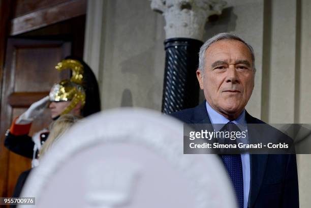 Pietro Grasso at the end of the Consultations of the President of the Republic for the formation of the new Government, on May 7, 2018 in Rome,...