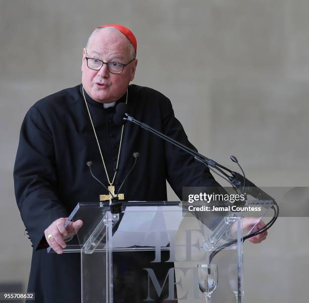 Cardinal Timothy Michael Dolan speaks during the Heavenly Bodies: Fashion & The Catholic Imagination Costume Institute Gala Press Preview at The...