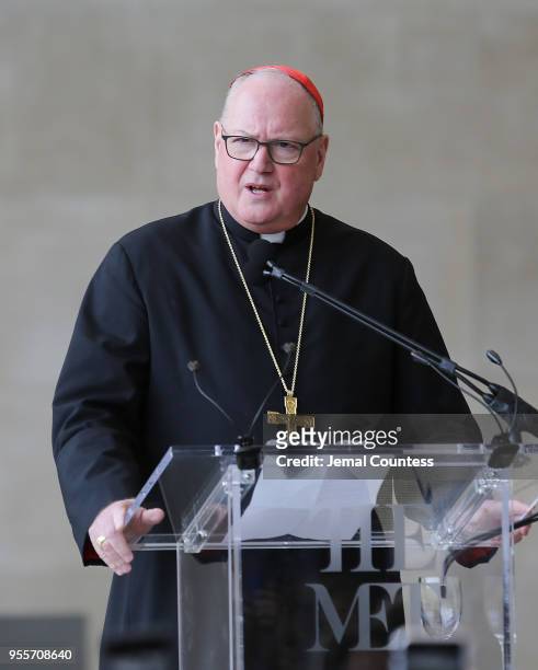 Cardinal Timothy Michael Dolan speaks during the Heavenly Bodies: Fashion & The Catholic Imagination Costume Institute Gala Press Preview at The...