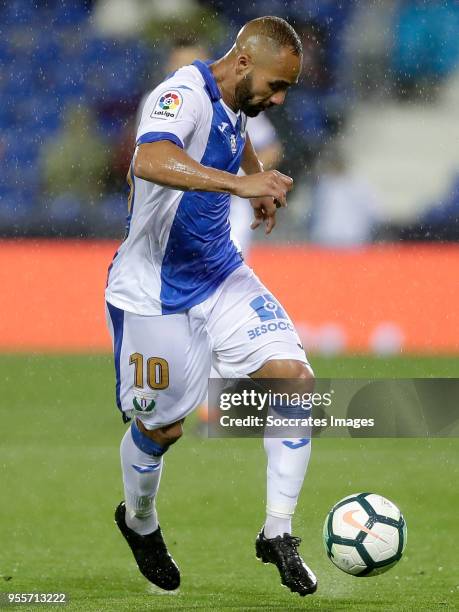 Nabil El Zhar of Leganes during the La Liga Santander match between Leganes v Levante at the Estadio Municipal de Butarque on May 7, 2018 in Madrid...