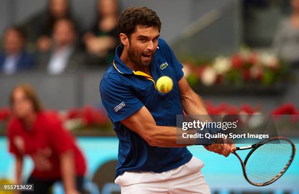 Pablo Andujar of Spain of Spain in action during his match against Fernando Verdasco of Spain of Spain during day three of the Mutua Madrid Open...