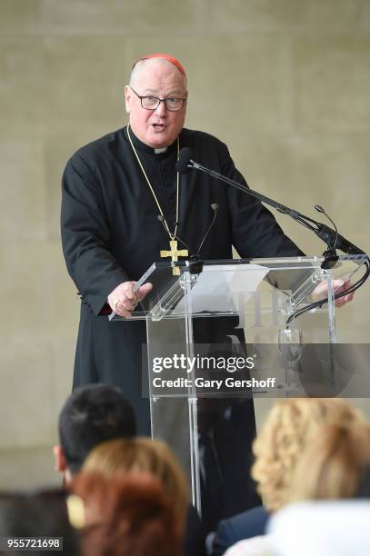 Archbishop of New York Cardinal Timothy Michael Dolan speaks during 'Heavenly Bodies: Fashion & The Catholic Imagination' Costume Institute Gala...