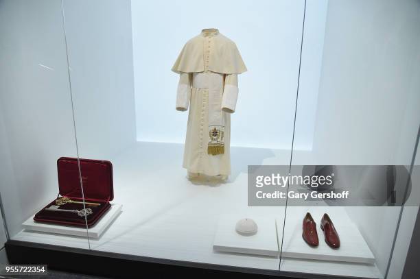 Roman Catholic religious adornments on display during 'Heavenly Bodies: Fashion & The Catholic Imagination' Costume Institute Gala Press Preview at...