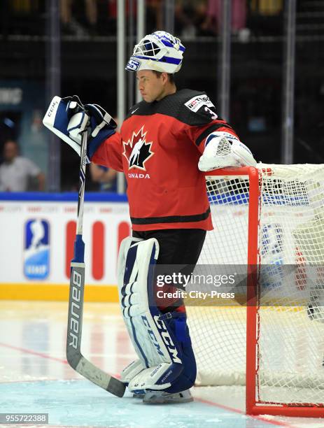 Darcy Kuemper of Team Canada during the IIHF World Championship game between Canada and Denmark at Jyske Bank Boxen on May 7, 2018 in Herning,...