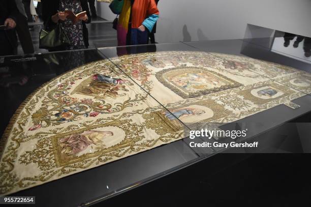 Roman Catholic religious adornment on display during 'Heavenly Bodies: Fashion & The Catholic Imagination' Costume Institute Gala Press Preview at...