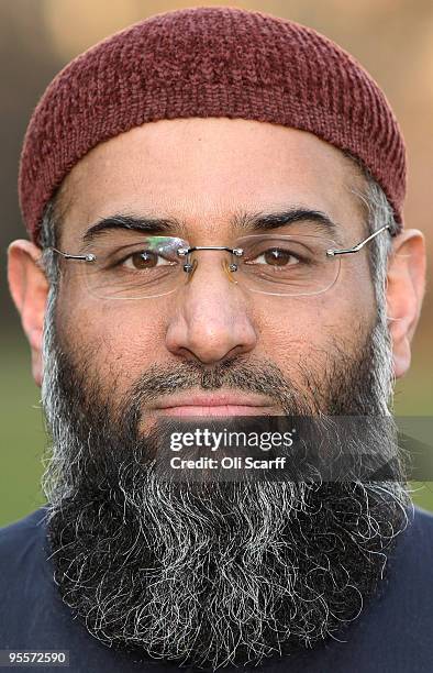 Anjem Choudary, a member of the pro-Islamic group 'Islam4UK', poses for photographs in front of the Houses of Parliament on January 4, 2010 in...