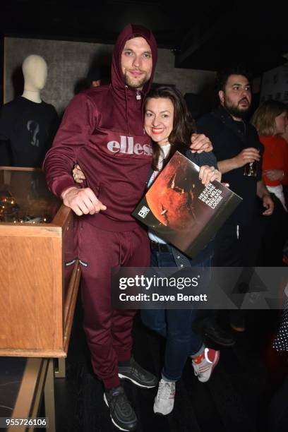 Ed Skrein and Jo Hartley attend the Rexler launch party hosted by Plan B, drinks provided by Ciroc, at Kadie's Club on May 3, 2018 in London, England.