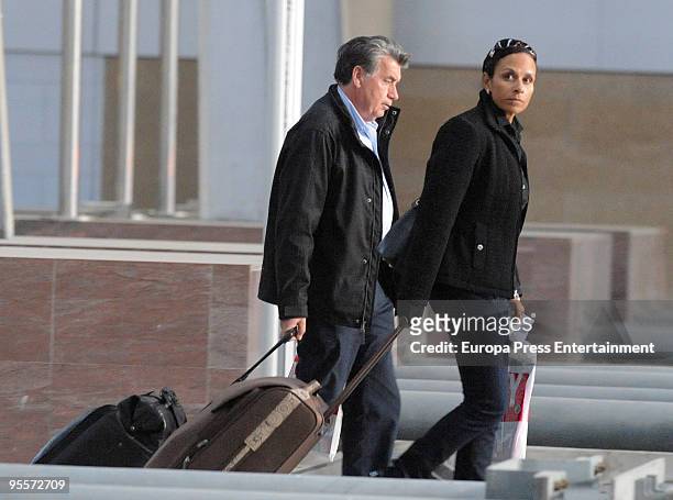 Ex tennis player Manolo Santana seen walks with his girlfriend Claudia on January 4, 2010 in Marbella, Spain.