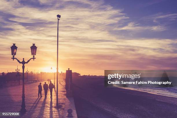 scenic view of people strolling during sunset - samere fahim bildbanksfoton och bilder