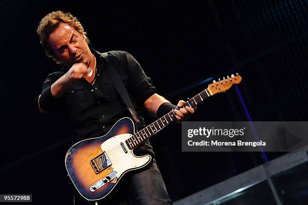 Bruce Springsteen and the E street band perform at San Siro stadium on June 25, 2008 in Milan, Italy.