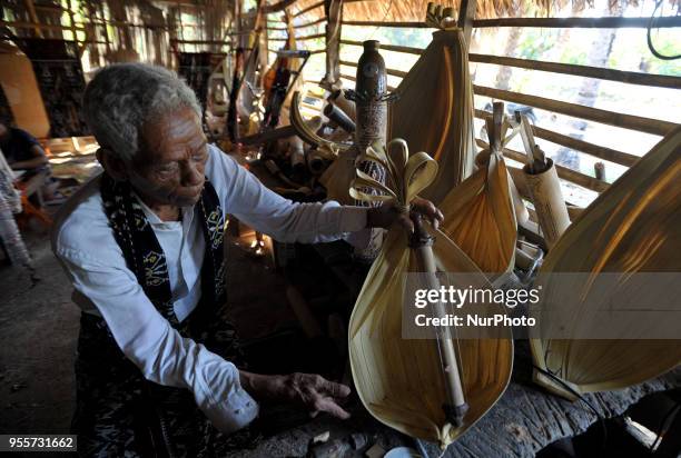 Yeremias Ougust Pah, 78-year-old Sasando traditional instrument maker at the sasando-making workshop in Oebelo village of East Nusa Tenggara,...