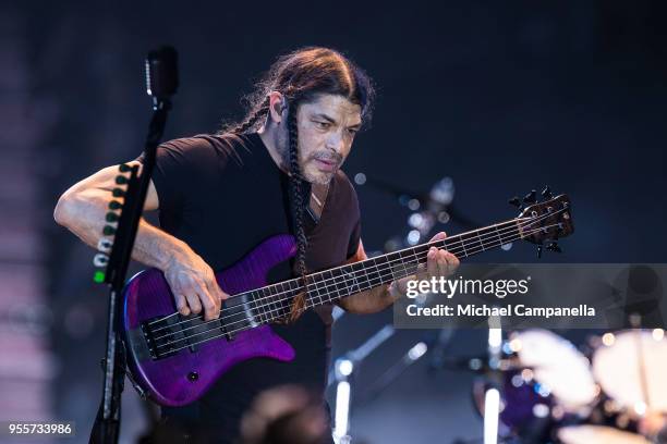 Robert Trujillo of Metallica performs during their "WorldWired" tour at the Ericsson Globe Arena on May 7, 2018 in Stockholm, Sweden.