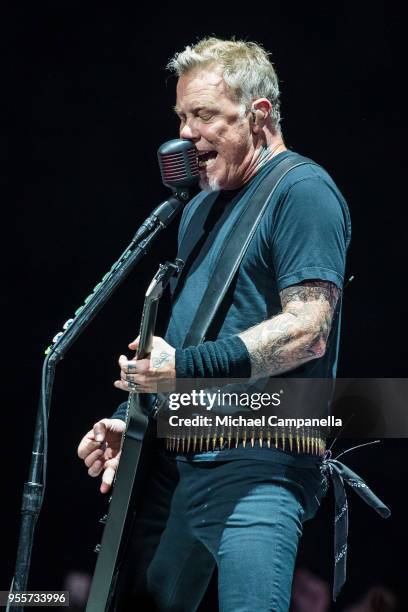 James Hetfield of Metallica performs during their "WorldWired" tour at the Ericsson Globe Arena on May 7, 2018 in Stockholm, Sweden.