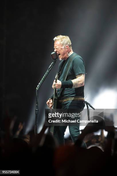 James Hetfield of Metallica performs during their "WorldWired" tour at the Ericsson Globe Arena on May 7, 2018 in Stockholm, Sweden.