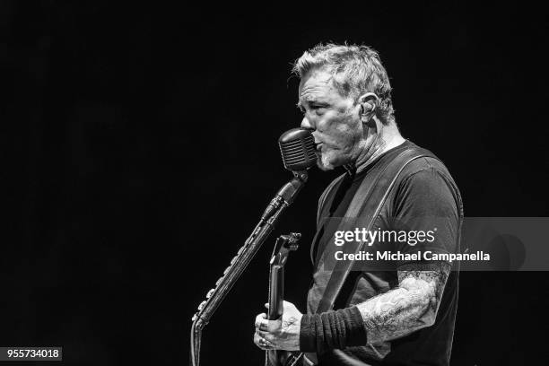 James Hetfield of Metallica performs during their "WorldWired" tour at the Ericsson Globe Arena on May 7, 2018 in Stockholm, Sweden.