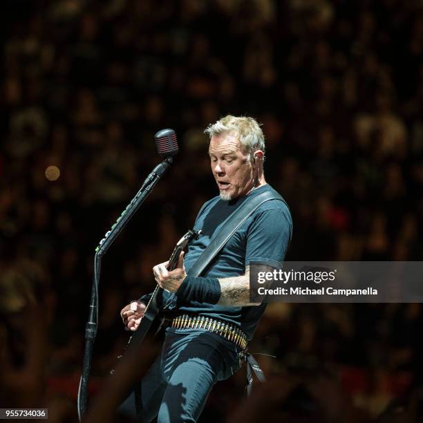 James Hetfield of Metallica performs during their "WorldWired" tour at the Ericsson Globe Arena on May 7, 2018 in Stockholm, Sweden.