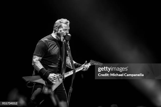 James Hetfield of Metallica performs during their "WorldWired" tour at the Ericsson Globe Arena on May 7, 2018 in Stockholm, Sweden.