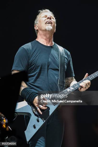 James Hetfield of Metallica performs during their "WorldWired" tour at the Ericsson Globe Arena on May 7, 2018 in Stockholm, Sweden.