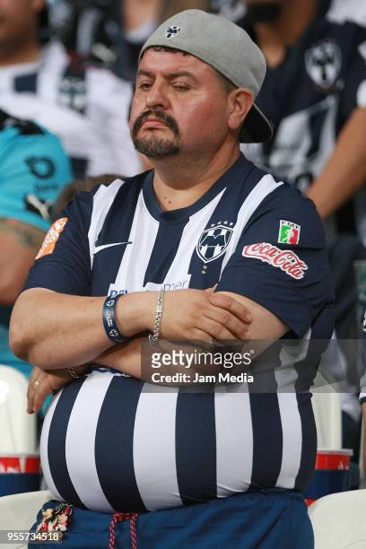 Fan of Monterrey reacts during the quarter finals second leg match between Monterrey and Tijuana as part of the Torneo Clausura 2018 Liga MX at BBVA...