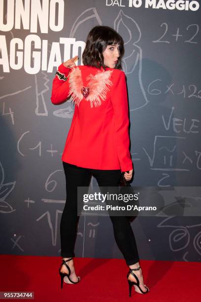 Lodovica Comello wering Patrizia Pepe Jacket attends 'Tonno Spiaggiato' photocall on May 7, 2018 in Milan, Italy.