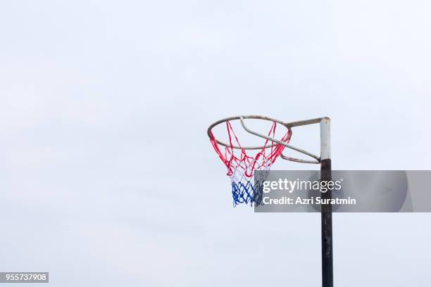 archery targets on a beautiful morning light - basketball net stockfoto's en -beelden