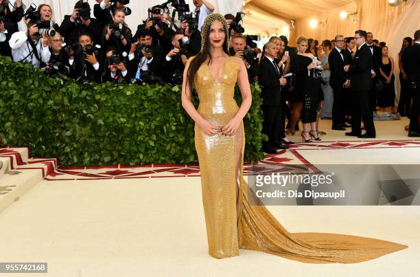 Olivia Munn attends the Heavenly Bodies: Fashion & The Catholic Imagination Costume Institute Gala at The Metropolitan Museum of Art on May 7, 2018...