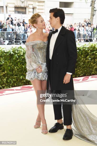 Lili Reinhart and Cole Sprouse attend the Heavenly Bodies: Fashion & The Catholic Imagination Costume Institute Gala at The Metropolitan Museum of...