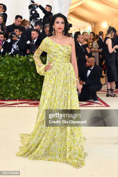 Huma Abedin attends the Heavenly Bodies: Fashion & The Catholic Imagination Costume Institute Gala at The Metropolitan Museum of Art on May 7, 2018...