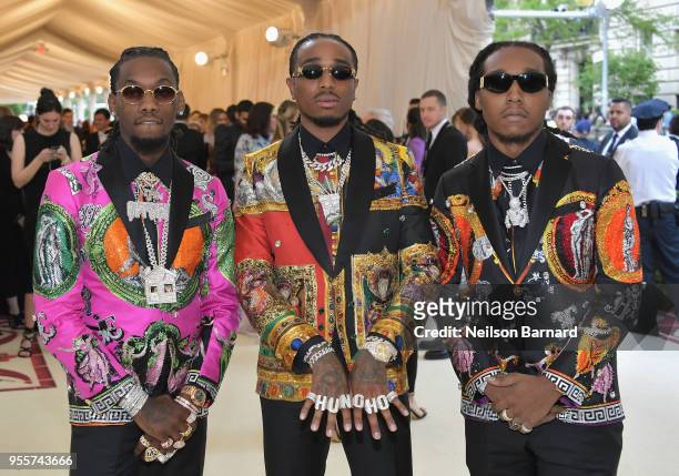 Offset, Quavo, and Takeoff of Migos attend the Heavenly Bodies: Fashion & The Catholic Imagination Costume Institute Gala at The Metropolitan Museum...