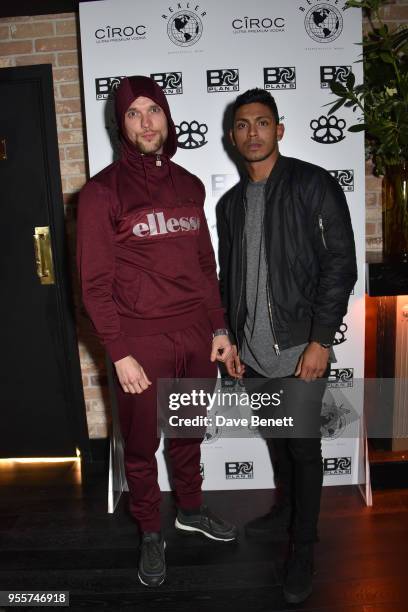 Ed Skrein and Sean Sagar attend the Rexler launch party hosted by Plan B, drinks provided by Ciroc, at Kadie's Club on May 3, 2018 in London, England.
