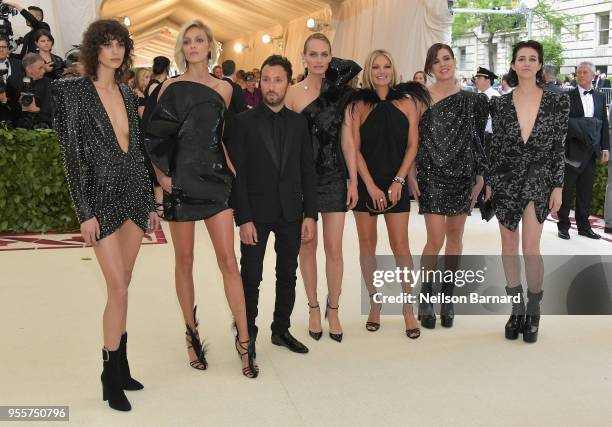 Mica Arganaraz, Anja Rubik, Anthony Vaccarello, Amber Valletta, Kate Moss, Charlotte Casiraghi and Charlotte Gainsbourg attend the Heavenly Bodies:...