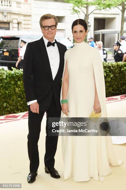 Colin Firth and Livia Giuggioli attend the Heavenly Bodies: Fashion & The Catholic Imagination Costume Institute Gala at The Metropolitan Museum of...