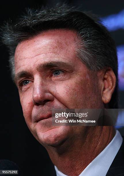 Washington Redskins General Manager Bruce Allen speaks during a press conference on the dismissal of Head Coach Jim Zorn at Redskins Park January 4,...