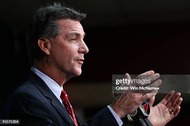 Washington Redskins General Manager Bruce Allen speaks during a press conference on the dismissal of Head Coach Jim Zorn at Redskins Park January 4,...