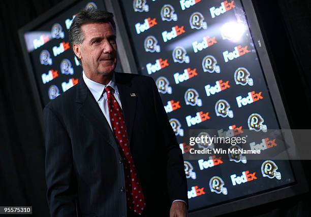 Washington Redskins General Manager Bruce Allen leaves after holding a press conference on the dismissal of Head Coach Jim Zorn at Redskins Park...