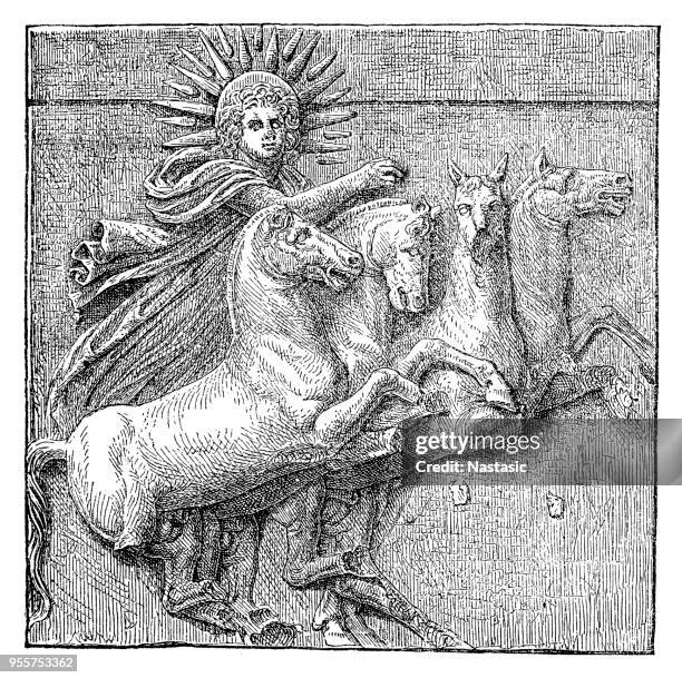 sun god helios relief - altes museum - berlin - norse gods stock illustrations