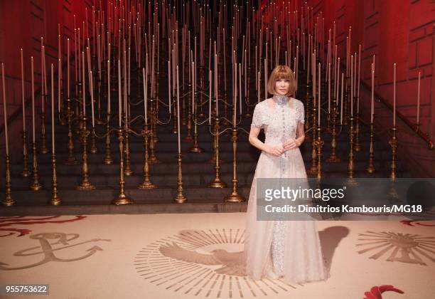 Met Gala Chairperson Anna Wintour attends the Heavenly Bodies: Fashion & The Catholic Imagination Costume Institute Gala at The Metropolitan Museum...