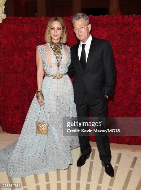 Katharine McPhee and David Foster attend the Heavenly Bodies: Fashion & The Catholic Imagination Costume Institute Gala at The Metropolitan Museum of...