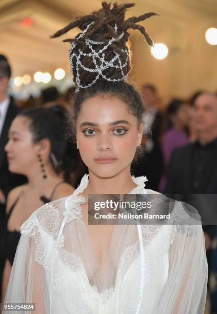 Sasha Lane attends the Heavenly Bodies: Fashion & The Catholic Imagination Costume Institute Gala at The Metropolitan Museum of Art on May 7, 2018 in...