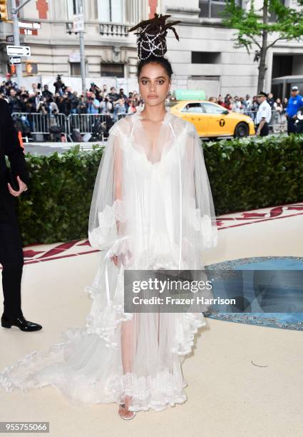 Sasha Lane attend the Heavenly Bodies: Fashion & The Catholic Imagination Costume Institute Gala at The Metropolitan Museum of Art on May 7, 2018 in...