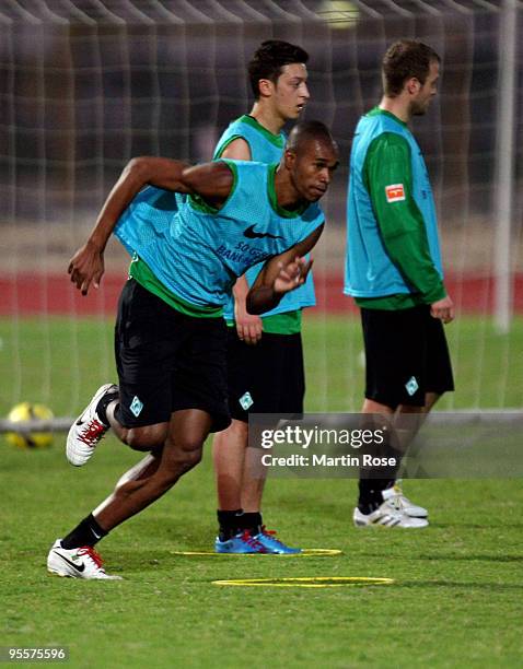 Naldo of Bremen runs during the Werder Bremen training session at the Al Wasl training ground on January 4, 2010 in Dubai, United Arab Emirates.