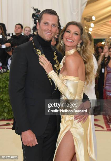 Tom Brady and Gisele Bundchen attends the Heavenly Bodies: Fashion & The Catholic Imagination Costume Institute Gala at The Metropolitan Museum of...